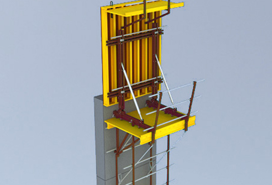 TECON Climbing  formwork CB240 consists of two bracket units and one section of BASE20 wall formwork
