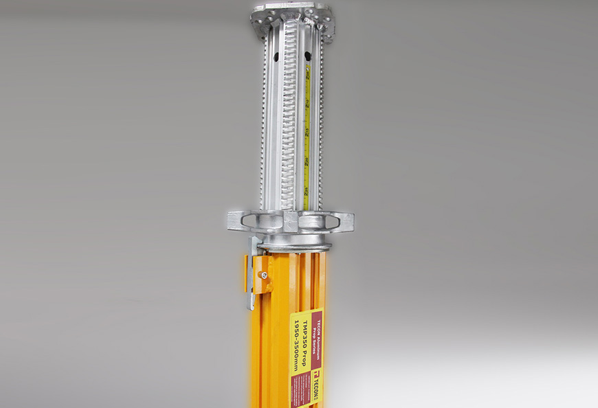 TECON TMP Aluminium prop ranges from 800mm to 6250mm, and can be also extended to bigger height by connecting two or three props together via special prop connectors